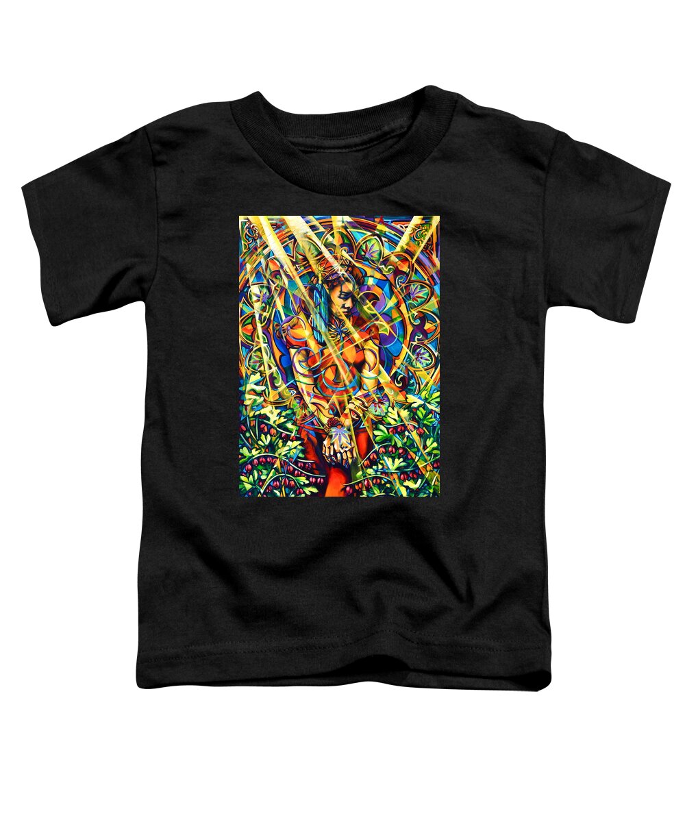 Girl Toddler T-Shirt featuring the painting Annelise's Garden by Greg Skrtic