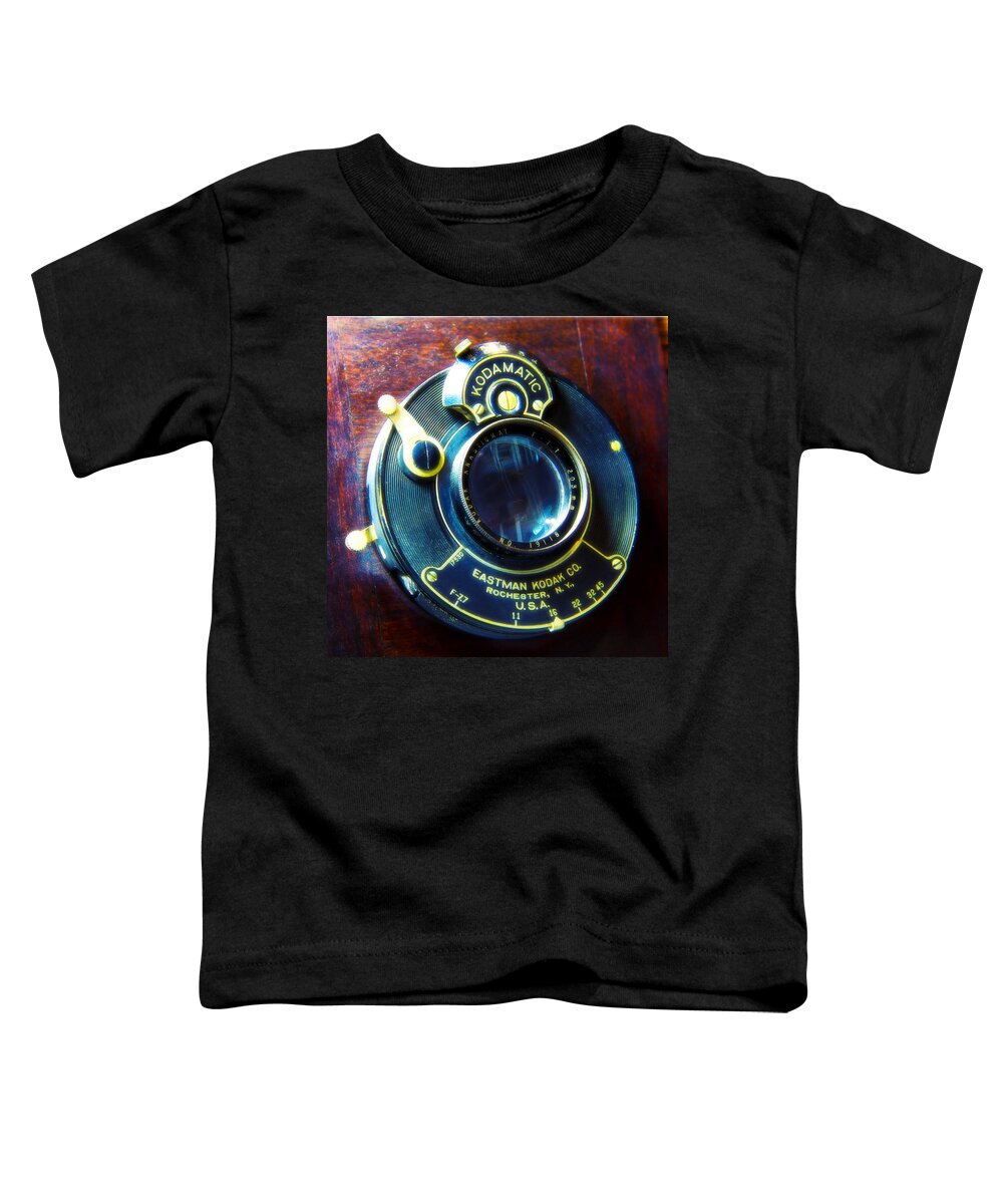 Camera Lens Toddler T-Shirt featuring the photograph Antique Kadamatic Lens by Garry McMichael