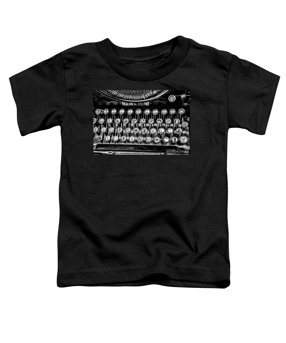 Christopher Holmes Photography Toddler T-Shirt featuring the photograph Antique Keyboard - BW by Christopher Holmes