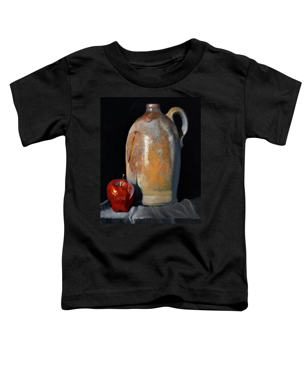 Still Life Toddler T-Shirt featuring the painting Apple Meets Crock by Catherine Twomey