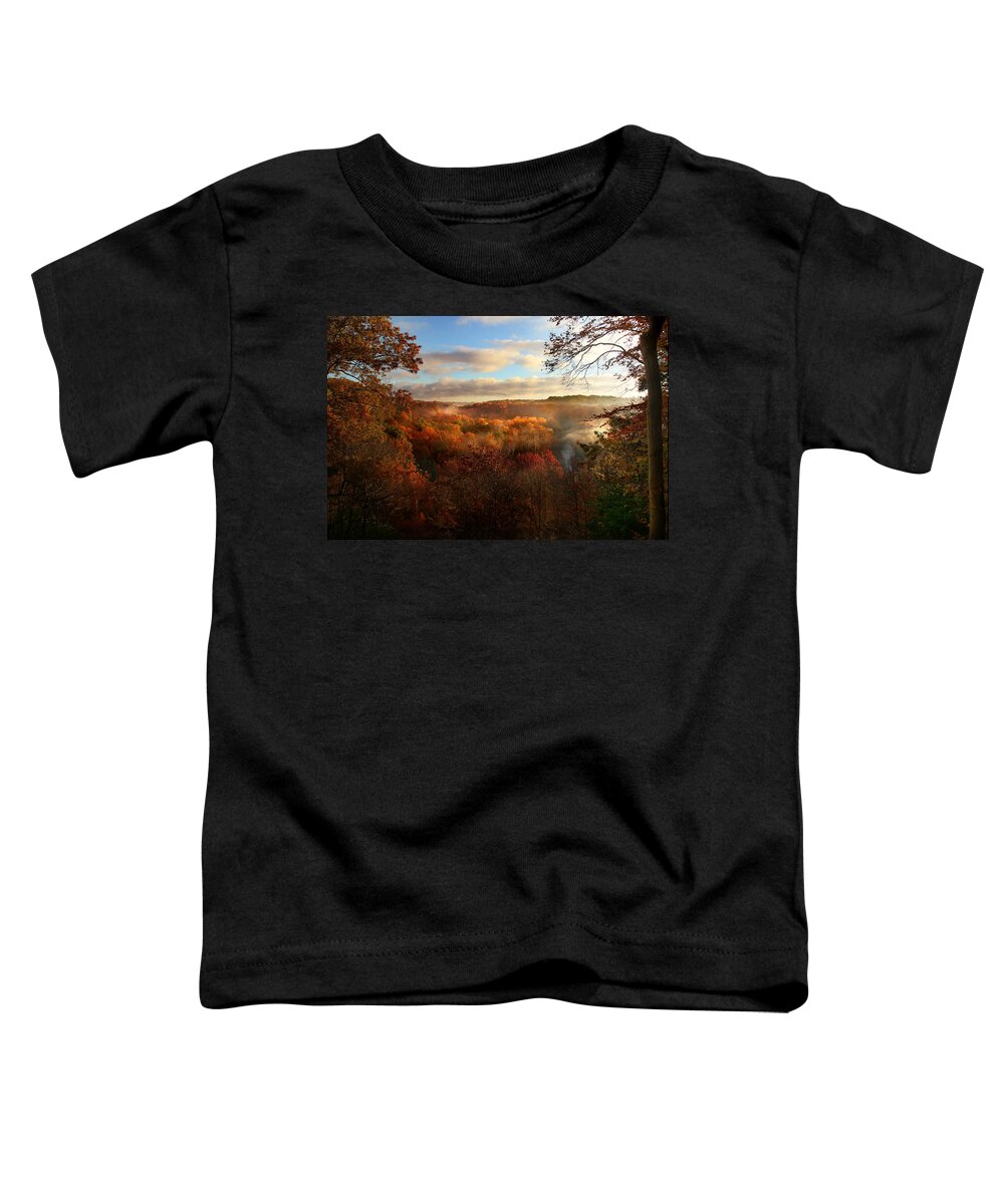 Panoramic Toddler T-Shirt featuring the photograph Autumn at Tinker's Creek Gorge by Rob Blair