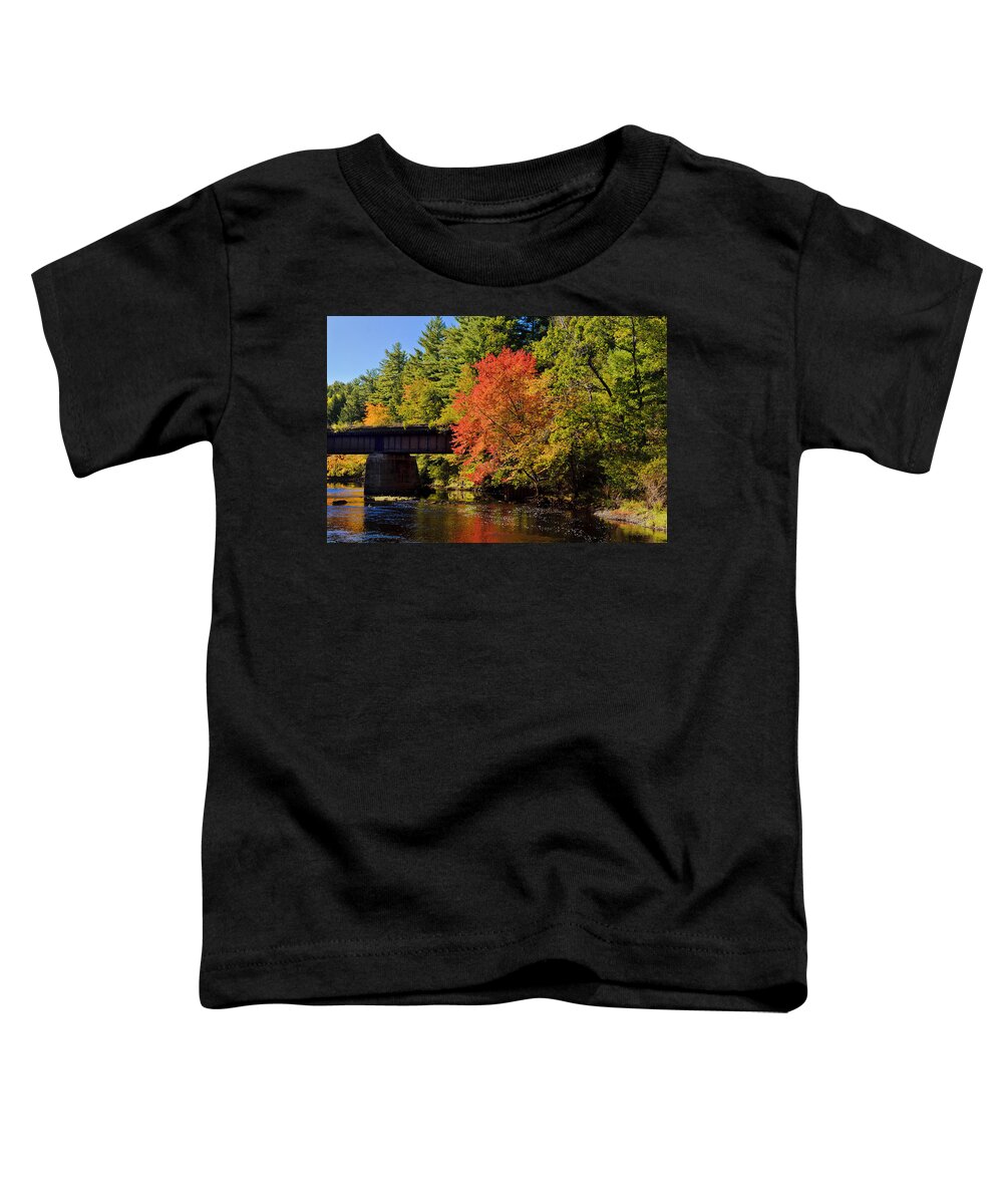 Autumn Toddler T-Shirt featuring the photograph Autumn Glory on the Millers River in Orange by Mitchell R Grosky