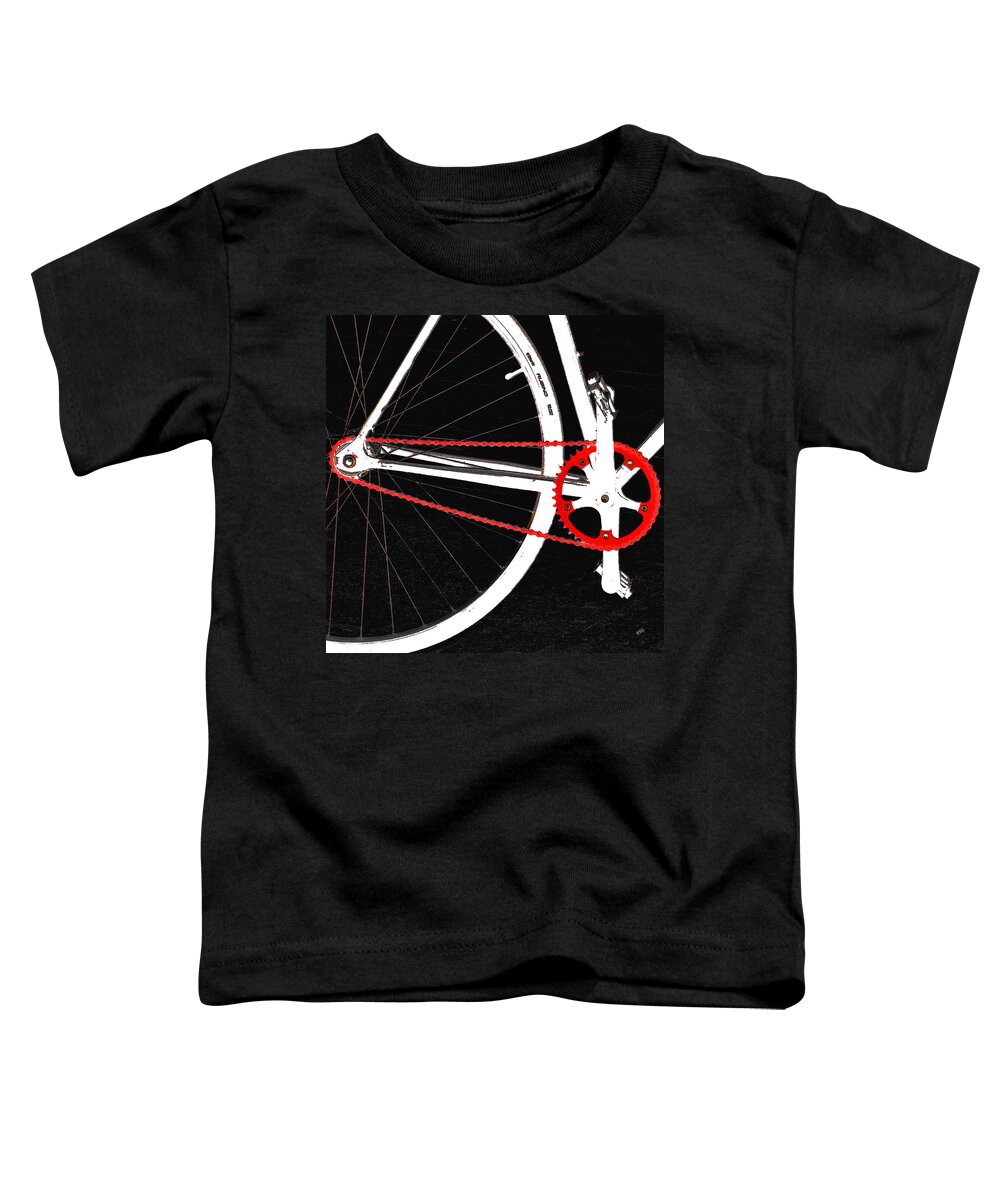 Bicycle Toddler T-Shirt featuring the photograph Bike In Black White And Red No 2 by Ben and Raisa Gertsberg