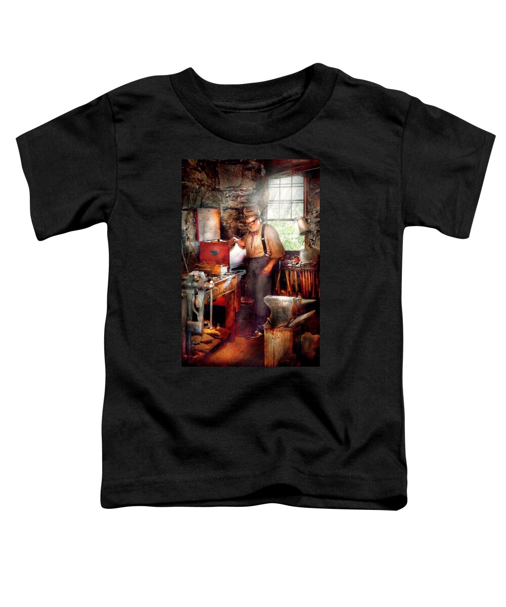 Blacksmith Toddler T-Shirt featuring the digital art Blacksmith - The Smithy by Mike Savad