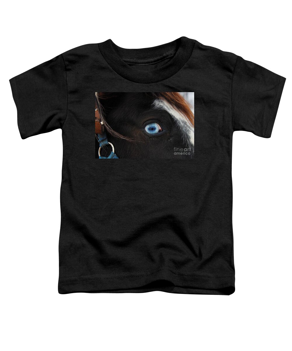 Horse Toddler T-Shirt featuring the photograph Blue Eyed Horse by Janice Byer