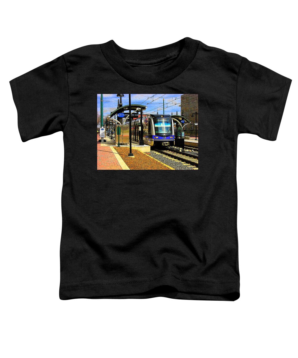 Light Rail Toddler T-Shirt featuring the photograph Blue Line by Rodney Lee Williams