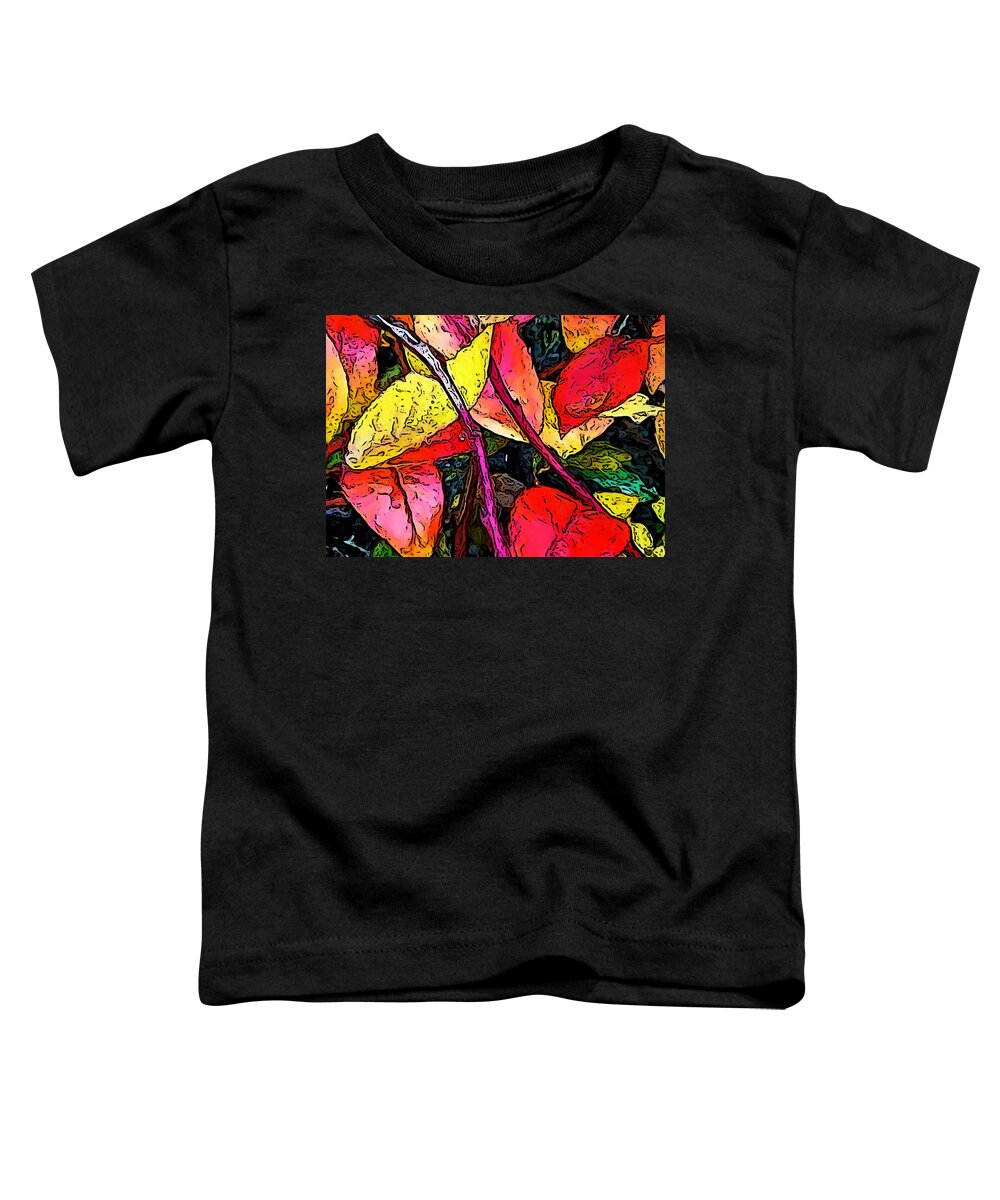 Blueberry Bush Toddler T-Shirt featuring the digital art Blueberry Autumn Leaves by Gary Olsen-Hasek