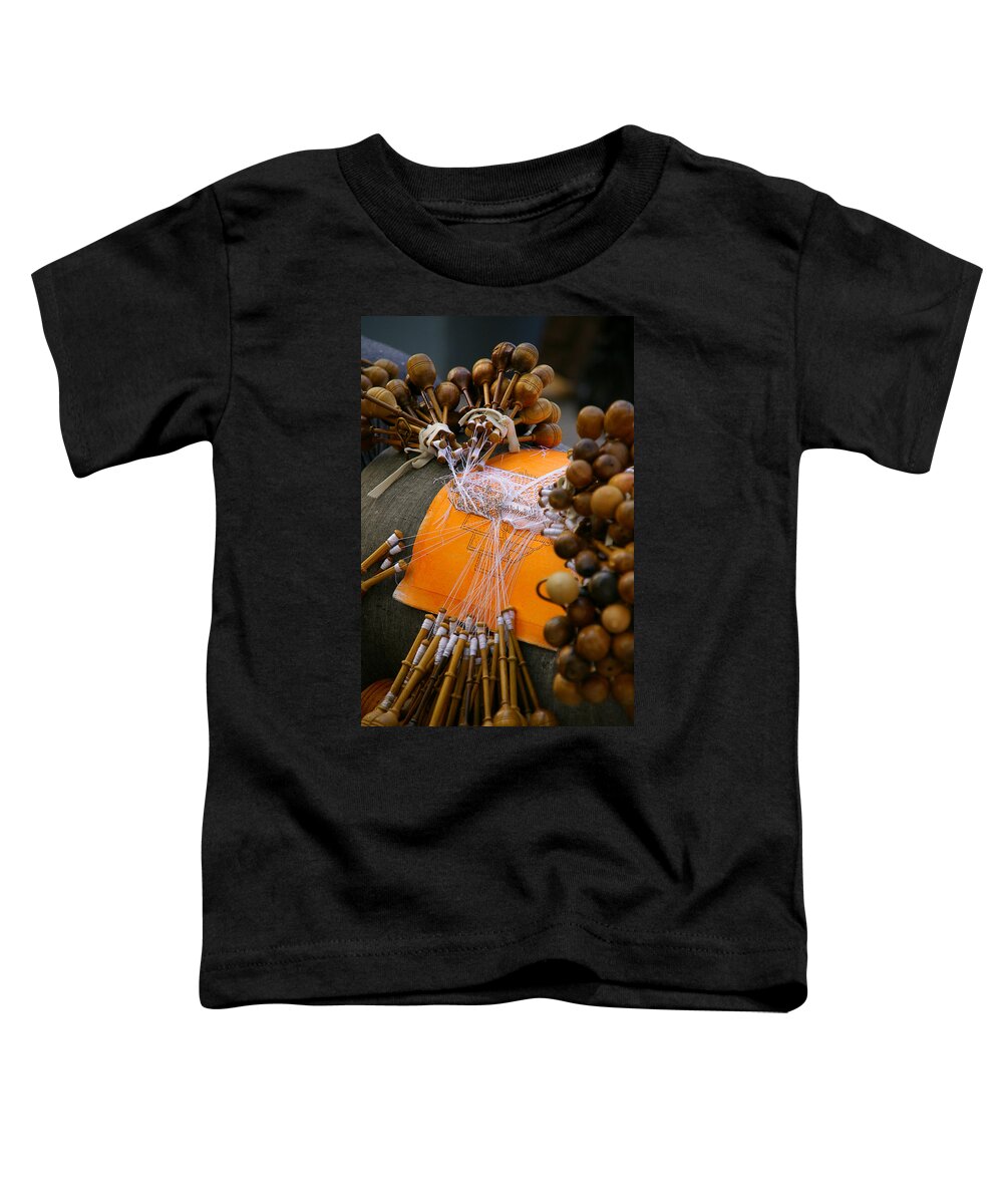 Lace Toddler T-Shirt featuring the photograph Bobbin lace by Paulo Goncalves