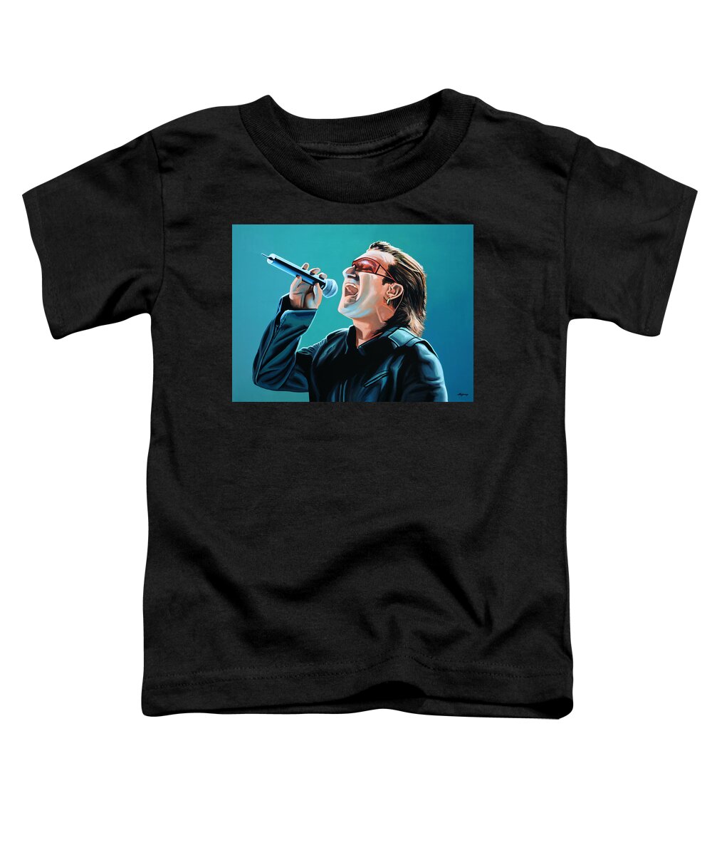 U2 Toddler T-Shirt featuring the painting Bono of U2 Painting by Paul Meijering