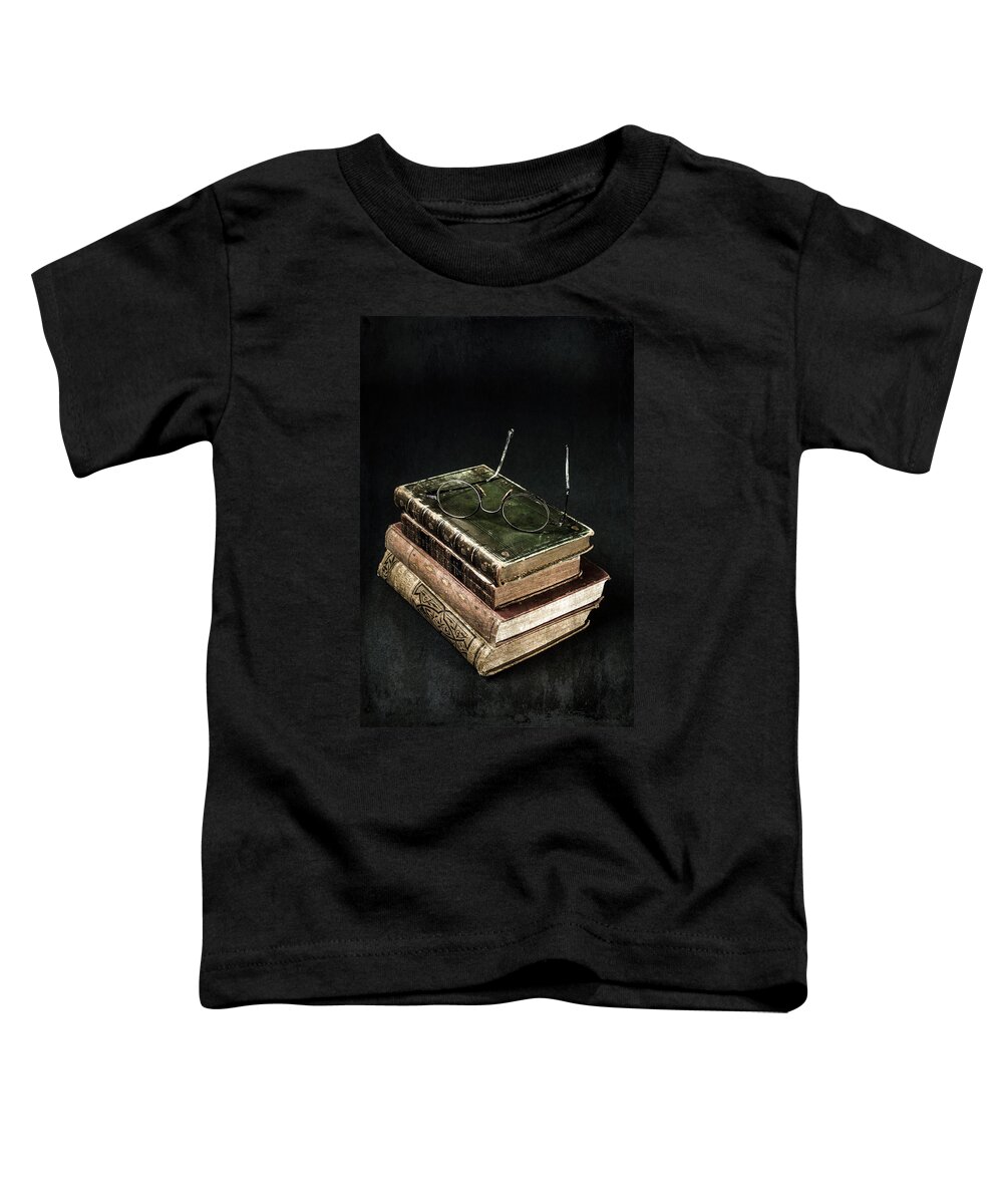 Book Toddler T-Shirt featuring the photograph Books With Glasses by Joana Kruse