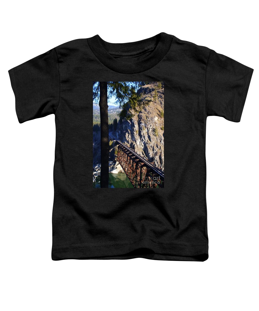 Box Canyon Dam Toddler T-Shirt featuring the photograph Box Canyon Dam RailRoad Crossing by Loni Collins