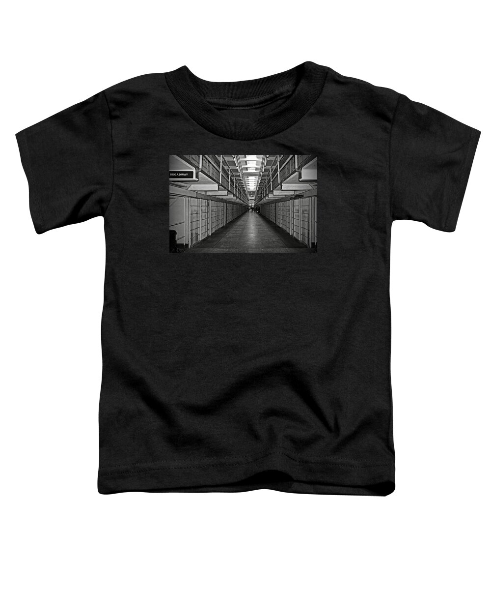 Cell Toddler T-Shirt featuring the photograph Broadway walkway in Alcatraz prison by RicardMN Photography