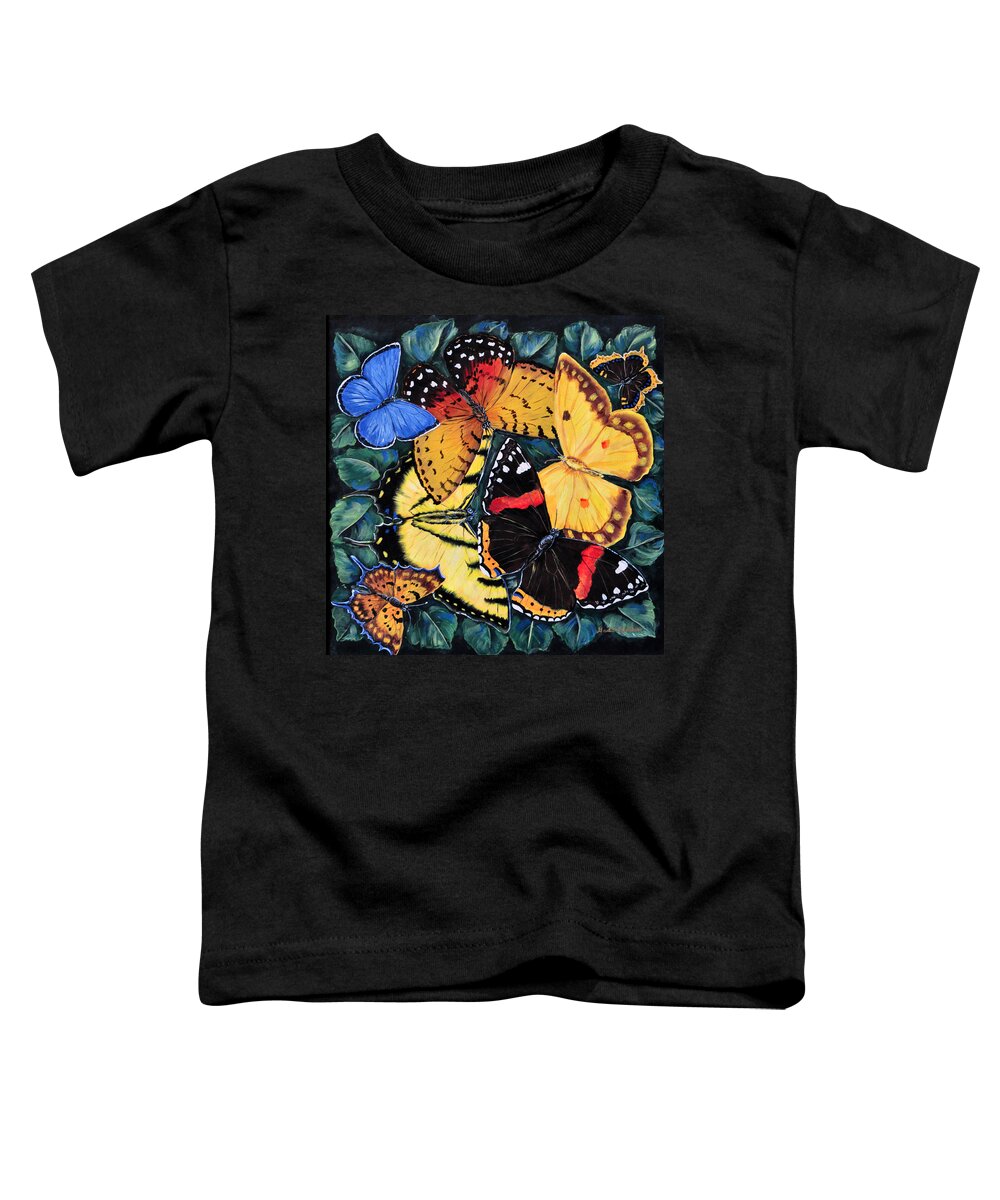 Butterfly Toddler T-Shirt featuring the painting Butterfly Kisses by Gail Butler