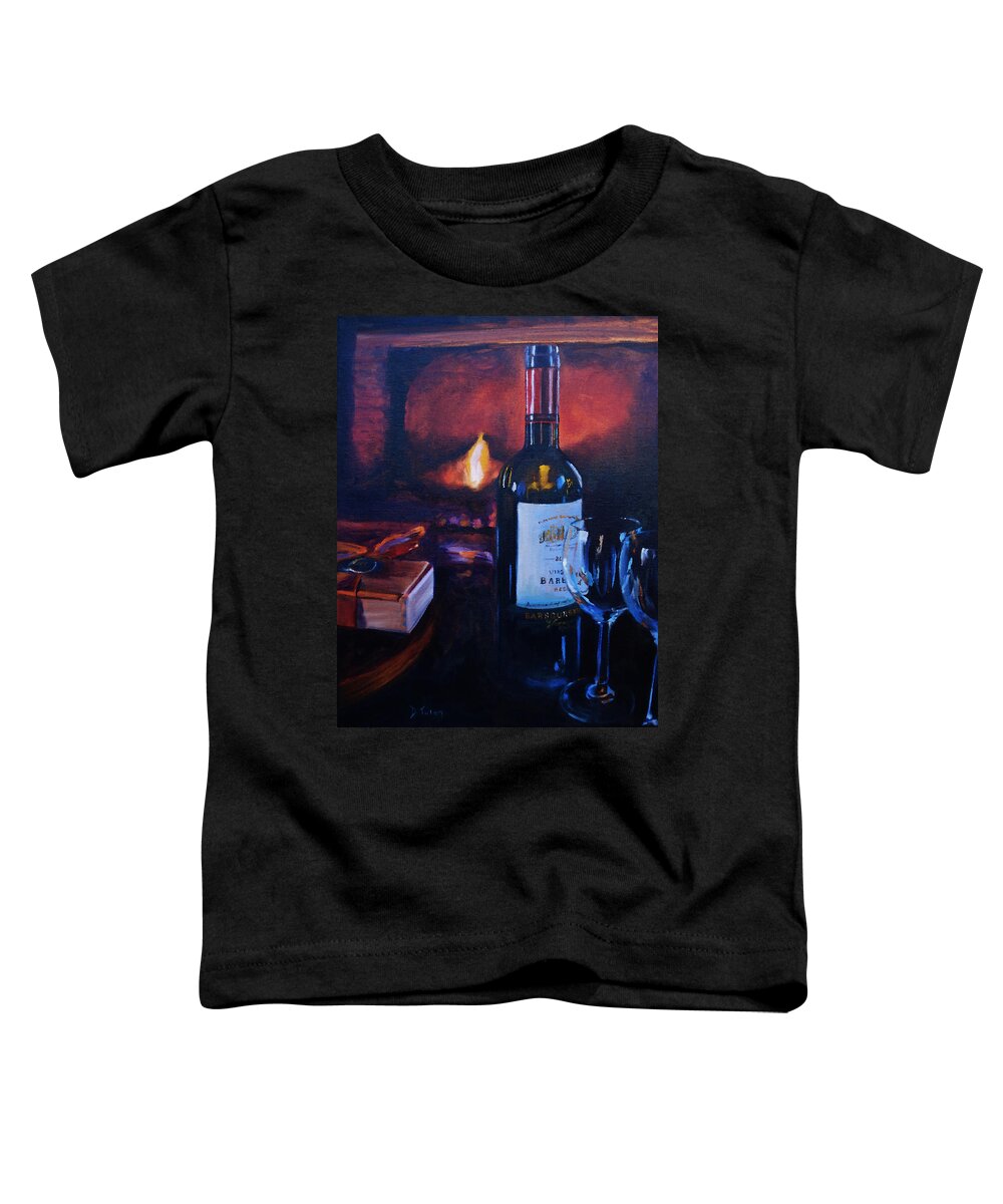 Wine Toddler T-Shirt featuring the painting By the Fire by Donna Tuten