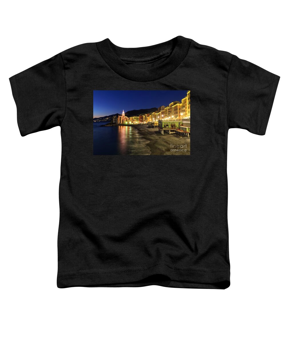 Basilica Toddler T-Shirt featuring the photograph Camogli at evening by Antonio Scarpi