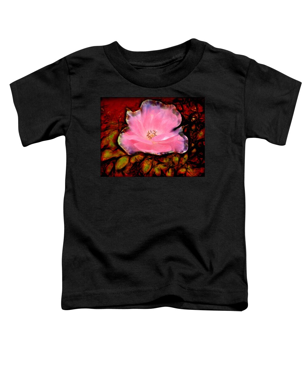 Rose Toddler T-Shirt featuring the digital art Candy Pink Rose by Lilia S