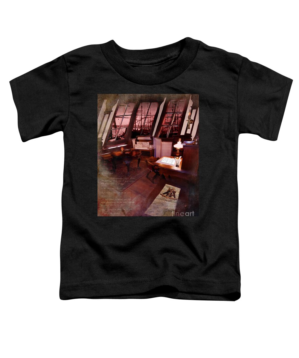 Nautical Toddler T-Shirt featuring the digital art Captain's Cabin on the Dicey by Lisa Redfern