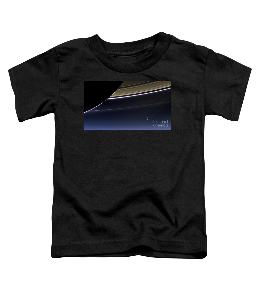Saturn Toddler T-Shirt featuring the photograph Cassini View Of Saturn And Earth by Science Source