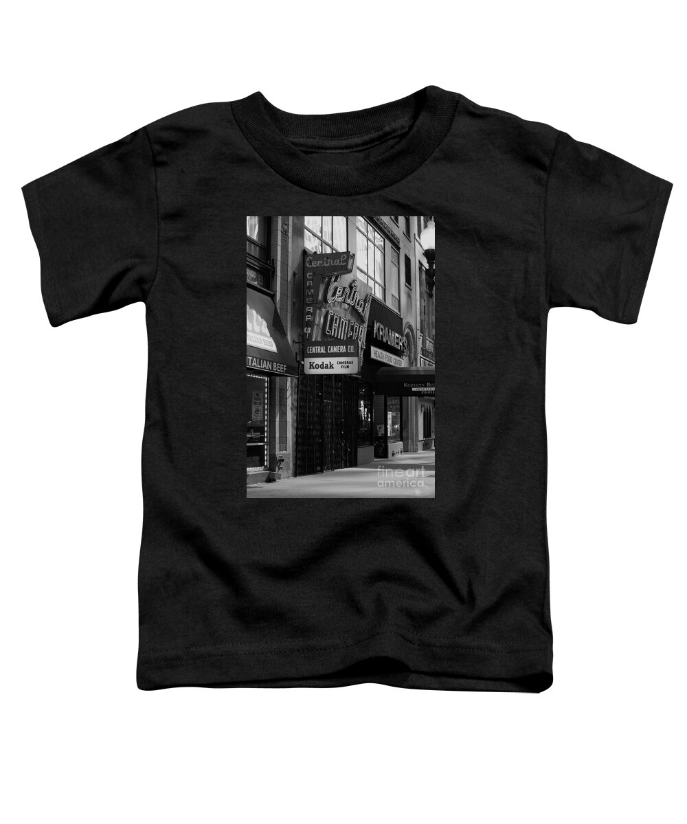 Chicago Toddler T-Shirt featuring the photograph Central Camera Chicago - Black and White by Frank J Casella
