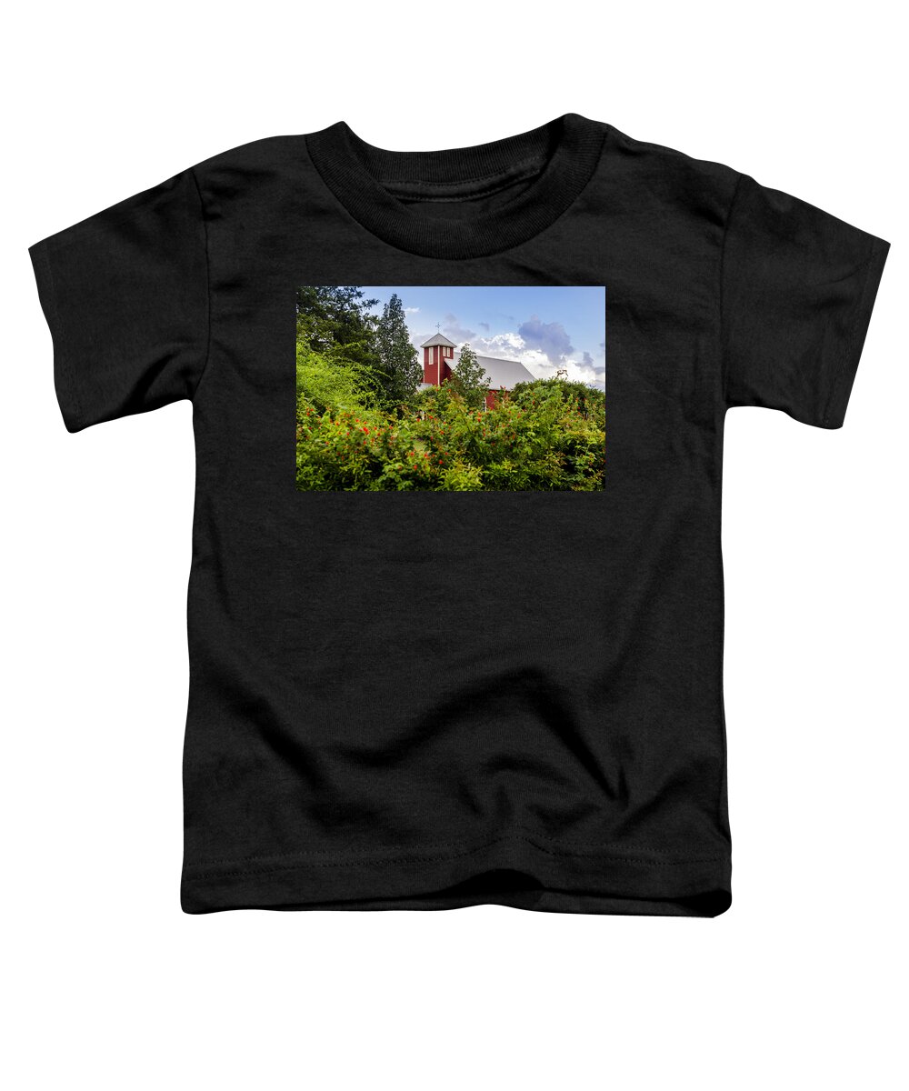 Chapel At The Antique Rose Emporium Toddler T-Shirt featuring the photograph Chapel at the Antique Rose Emporium by David Morefield