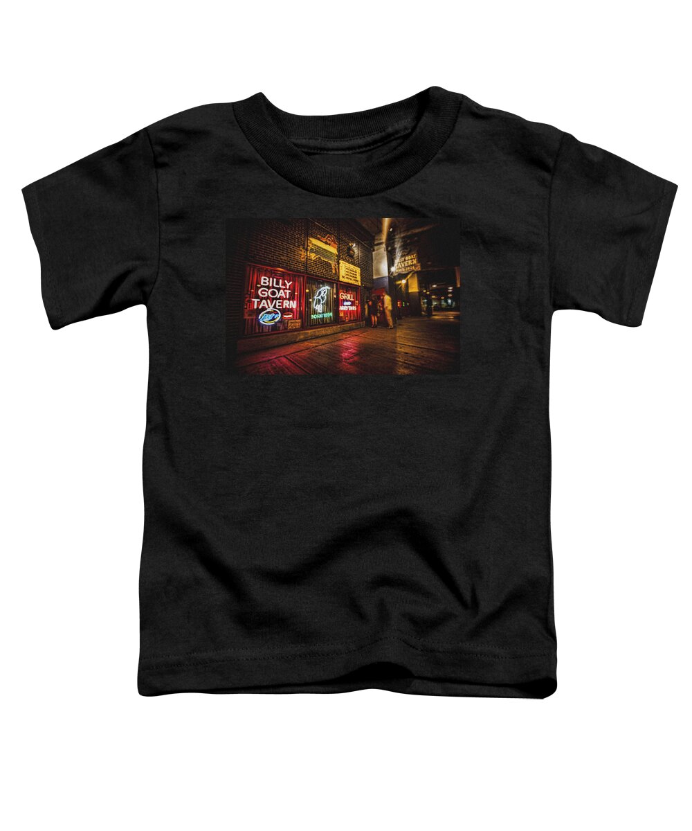 Billy Goat Tavern Toddler T-Shirt featuring the photograph Cheezborger Cheezborger at Billy Goat Tavern by Sven Brogren