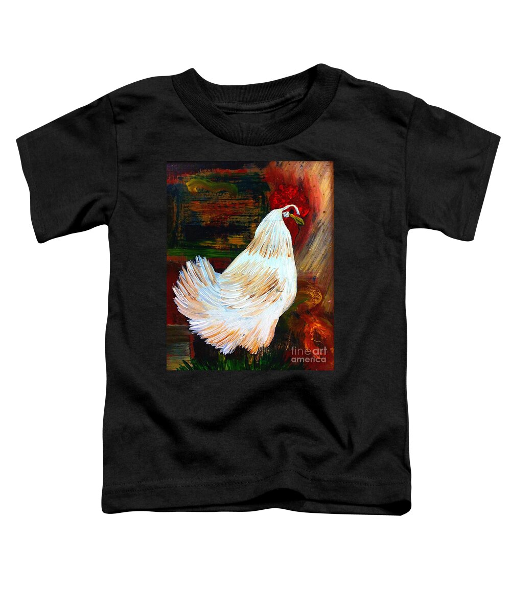 Chicken Toddler T-Shirt featuring the painting Chicken--Yard Bird by Saundra Myles