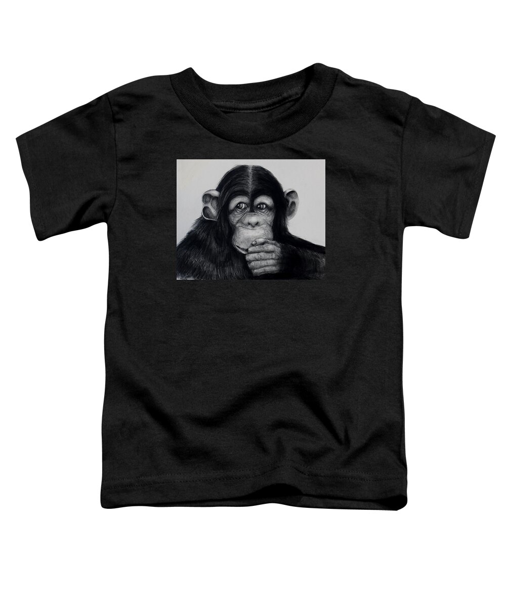 Chimp Toddler T-Shirt featuring the drawing Chimp by Jean Cormier