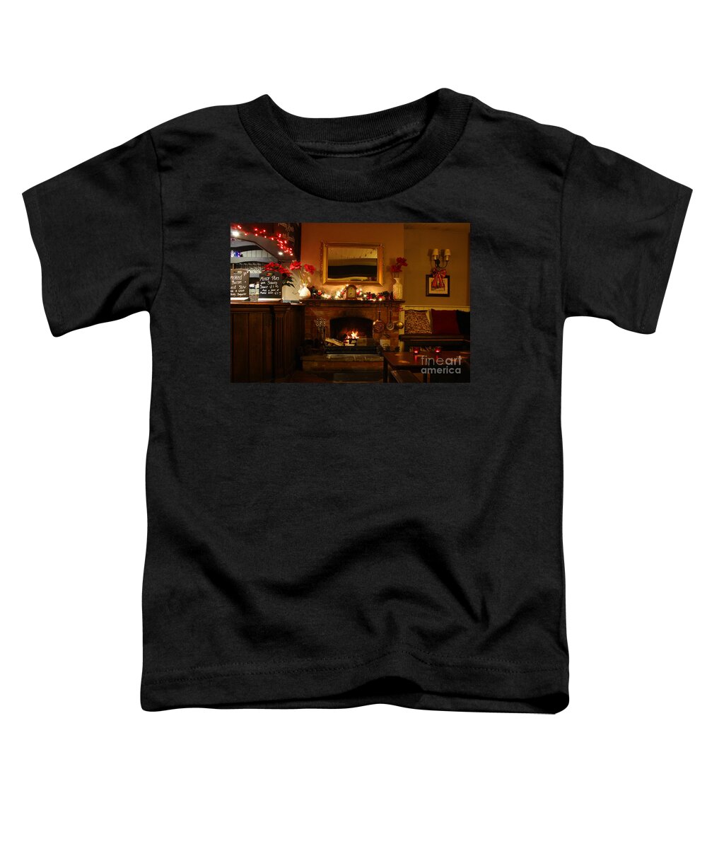 Christmas Toddler T-Shirt featuring the photograph Christmas at the Pub by Terri Waters