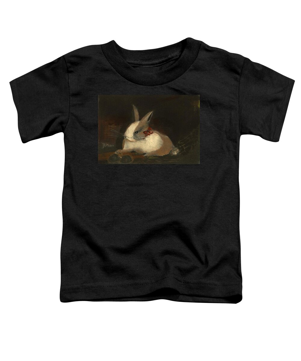 Fine Art America.com Toddler T-Shirt featuring the painting Christmas Rabbit by Diane Strain