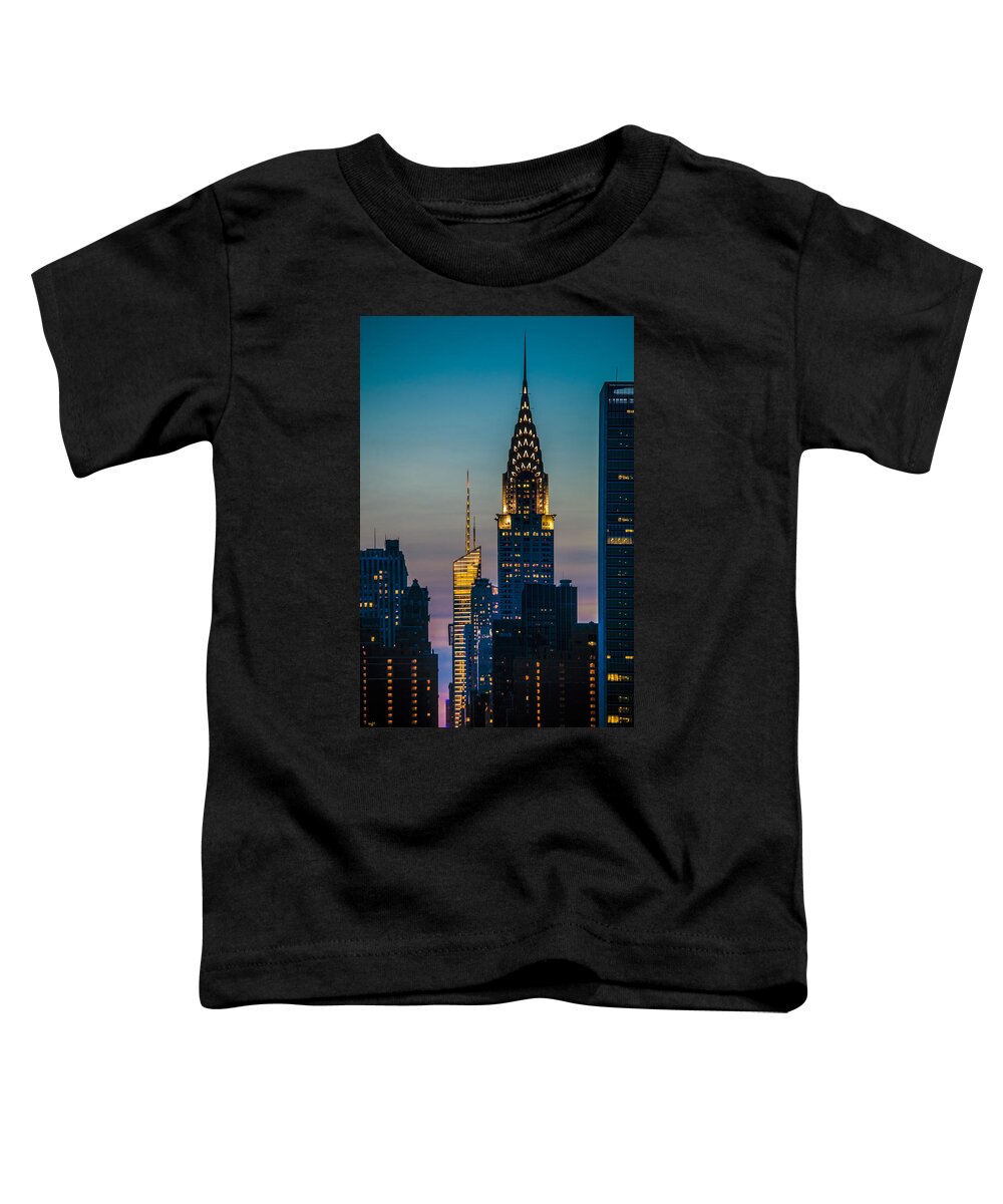 Forty Second Street Toddler T-Shirt featuring the photograph Chrysler Building At Sunset by Chris Lord