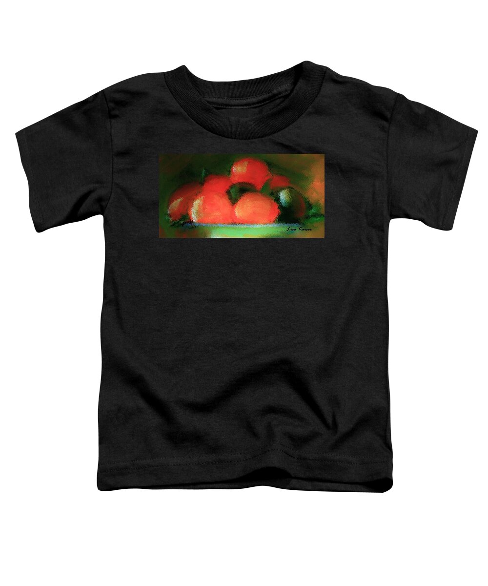 Fruit Toddler T-Shirt featuring the painting Citrus In Pottery Bowl by Lisa Kaiser