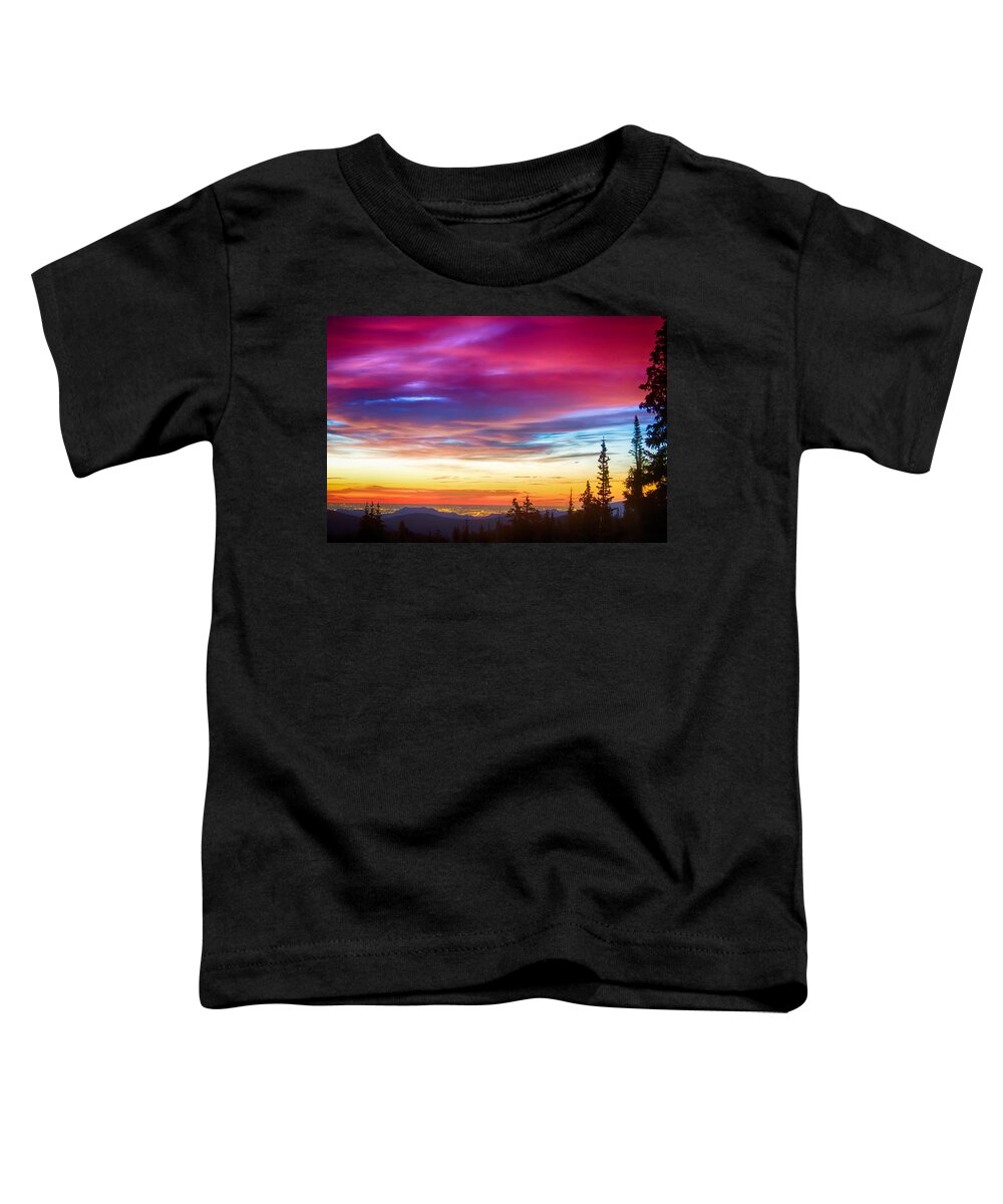 Beautiful Toddler T-Shirt featuring the photograph City Lights Sunrise View From Rollins Pass by James BO Insogna