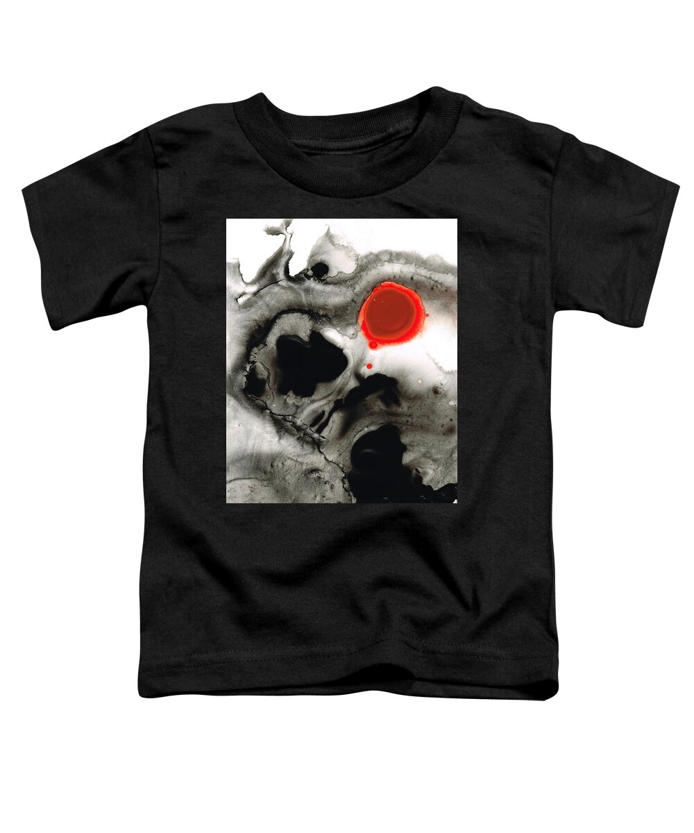 Red Toddler T-Shirt featuring the painting Clarity - Black And White Art Red Painting by Sharon Cummings