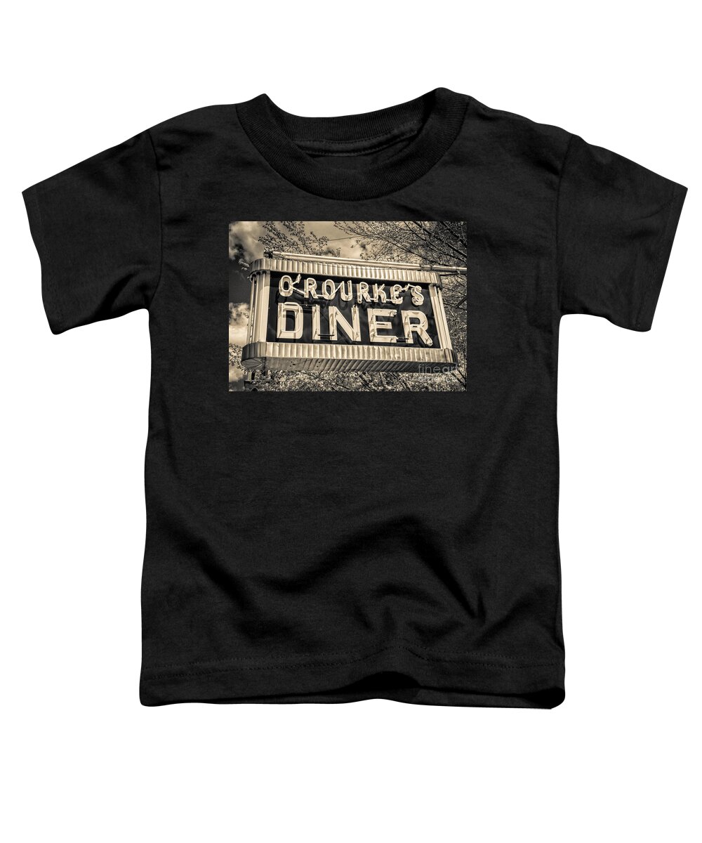 Middletown Toddler T-Shirt featuring the photograph Classic Diner Neon Sign Middletown Connecticut by Edward Fielding