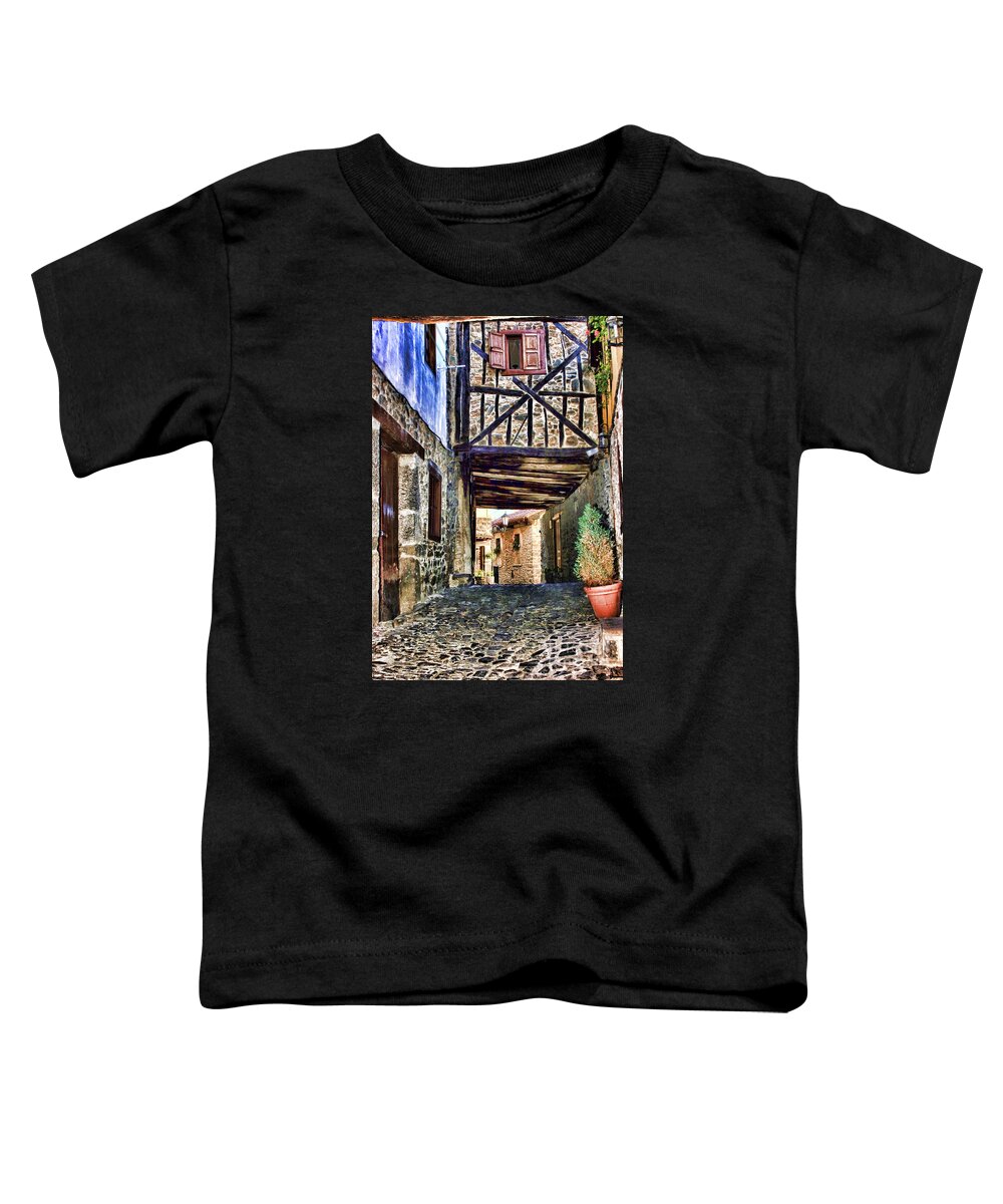 Potes Toddler T-Shirt featuring the photograph Cobble Streets of Potes Spain By Diana Sainz by Diana Raquel Sainz