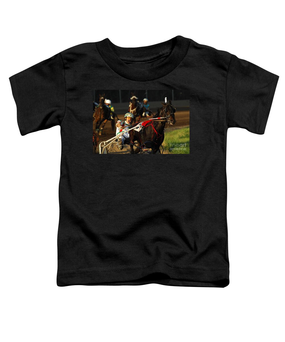 Horse Race Toddler T-Shirt featuring the photograph Horse Racing Come On Number 6 by Bob Christopher