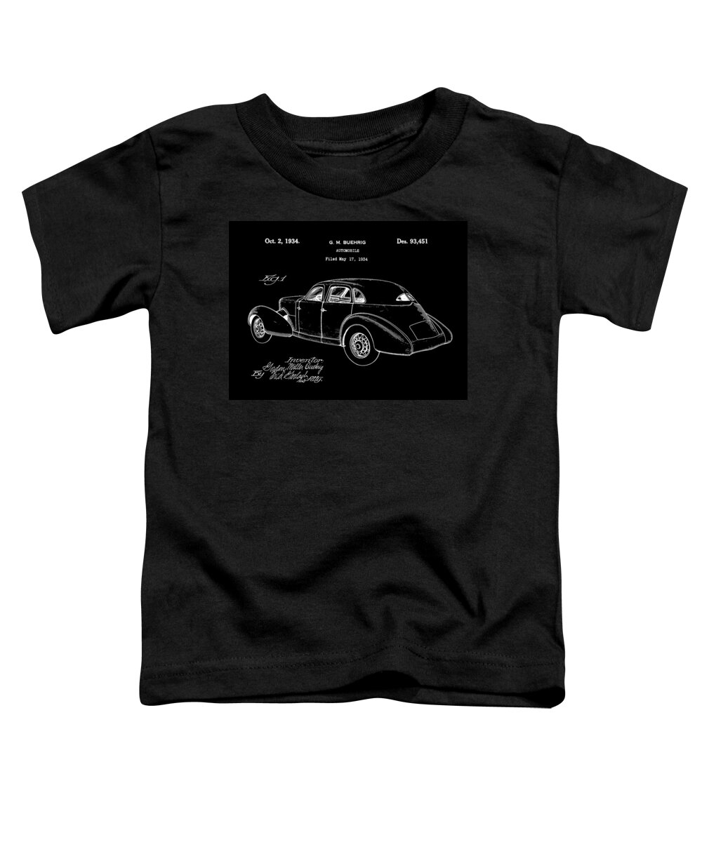 Cord Toddler T-Shirt featuring the digital art Cord Automobile Patent 1934 - Black by Stephen Younts