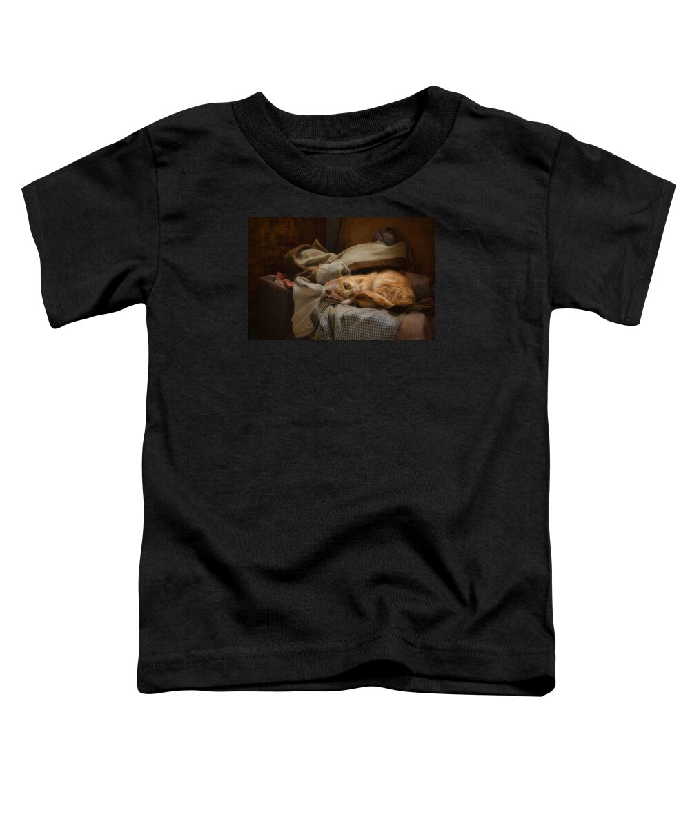 Cat Toddler T-Shirt featuring the photograph Cozy by Robin-Lee Vieira