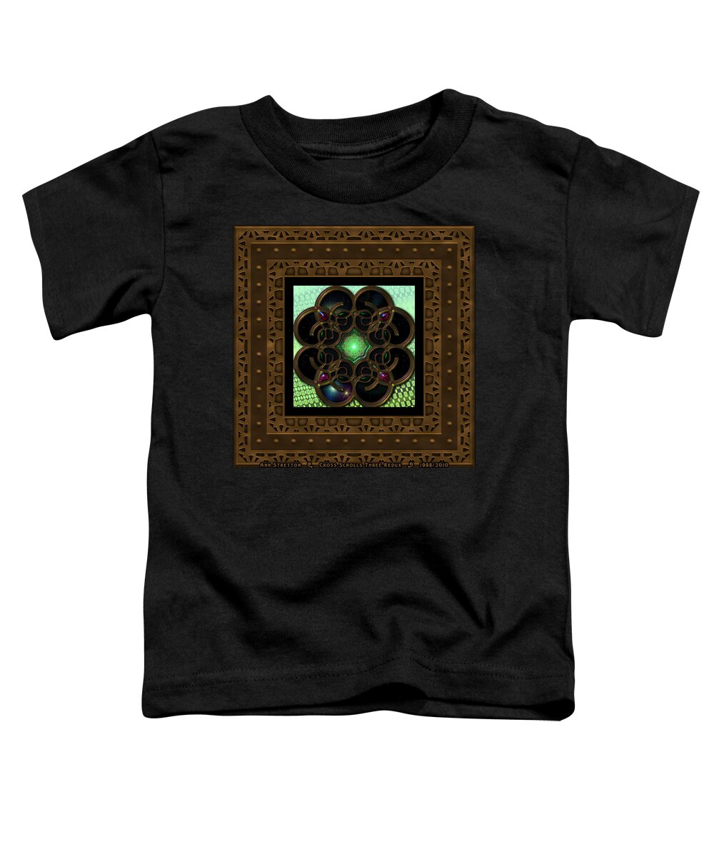 Abstract: Color; Abstract: Geometric Toddler T-Shirt featuring the digital art Cross Scrolls Three by Ann Stretton