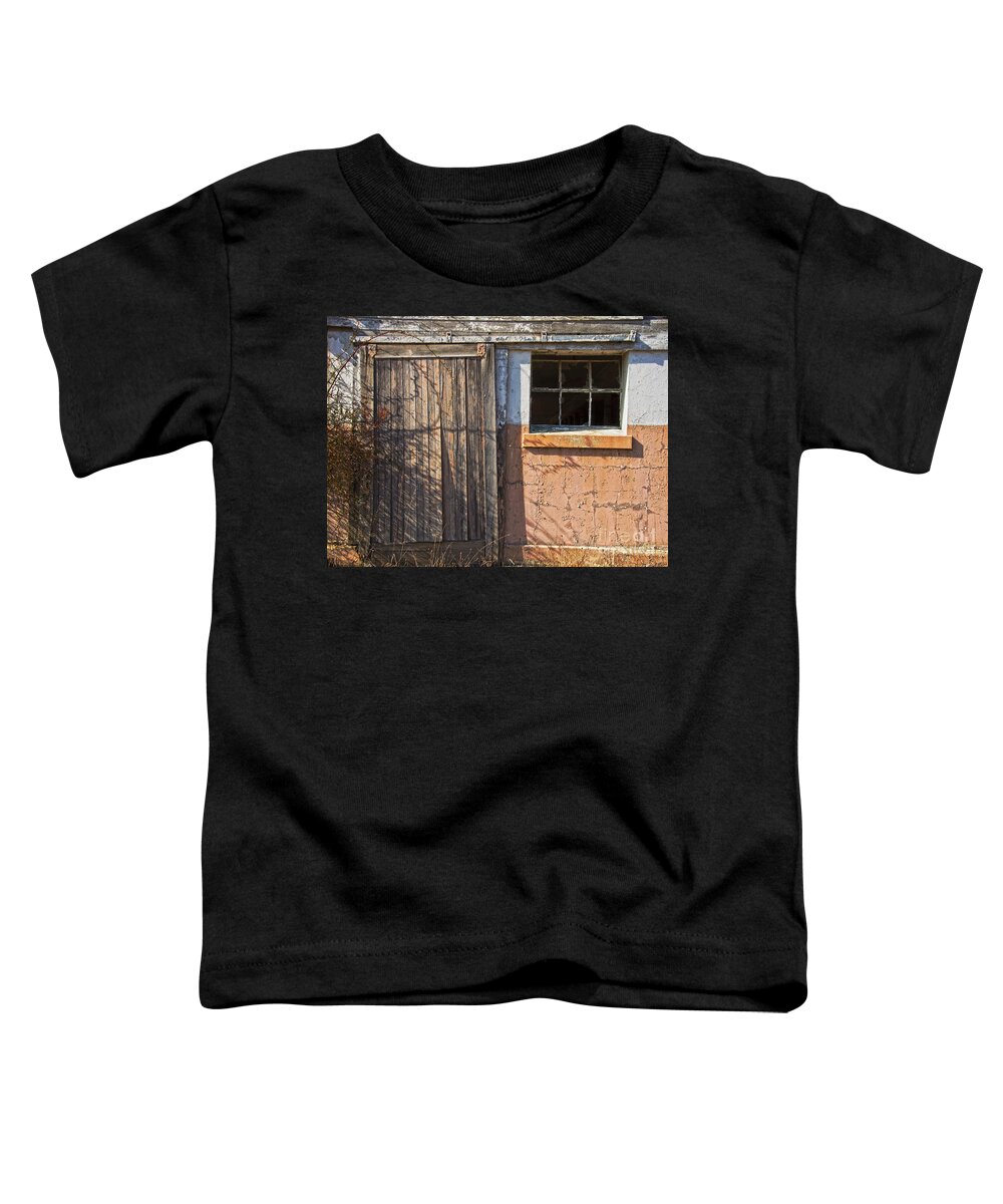 Pink Toddler T-Shirt featuring the photograph Dairy Barn Door by Debra Fedchin