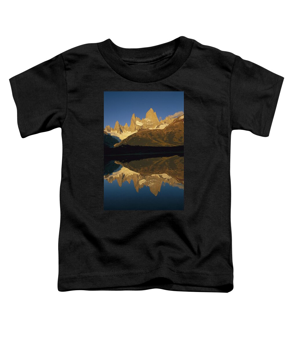 Feb0514 Toddler T-Shirt featuring the photograph Dawn Fitzroy Massif Reflection Patagonia by Colin Monteath