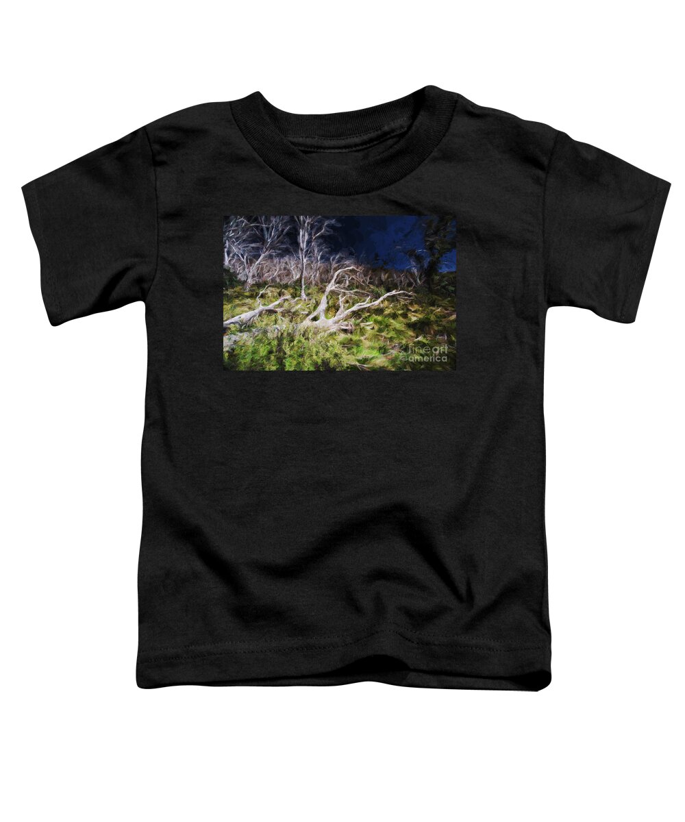 Dead Tree Toddler T-Shirt featuring the photograph Dead tree in Snowy Mountains by Sheila Smart Fine Art Photography