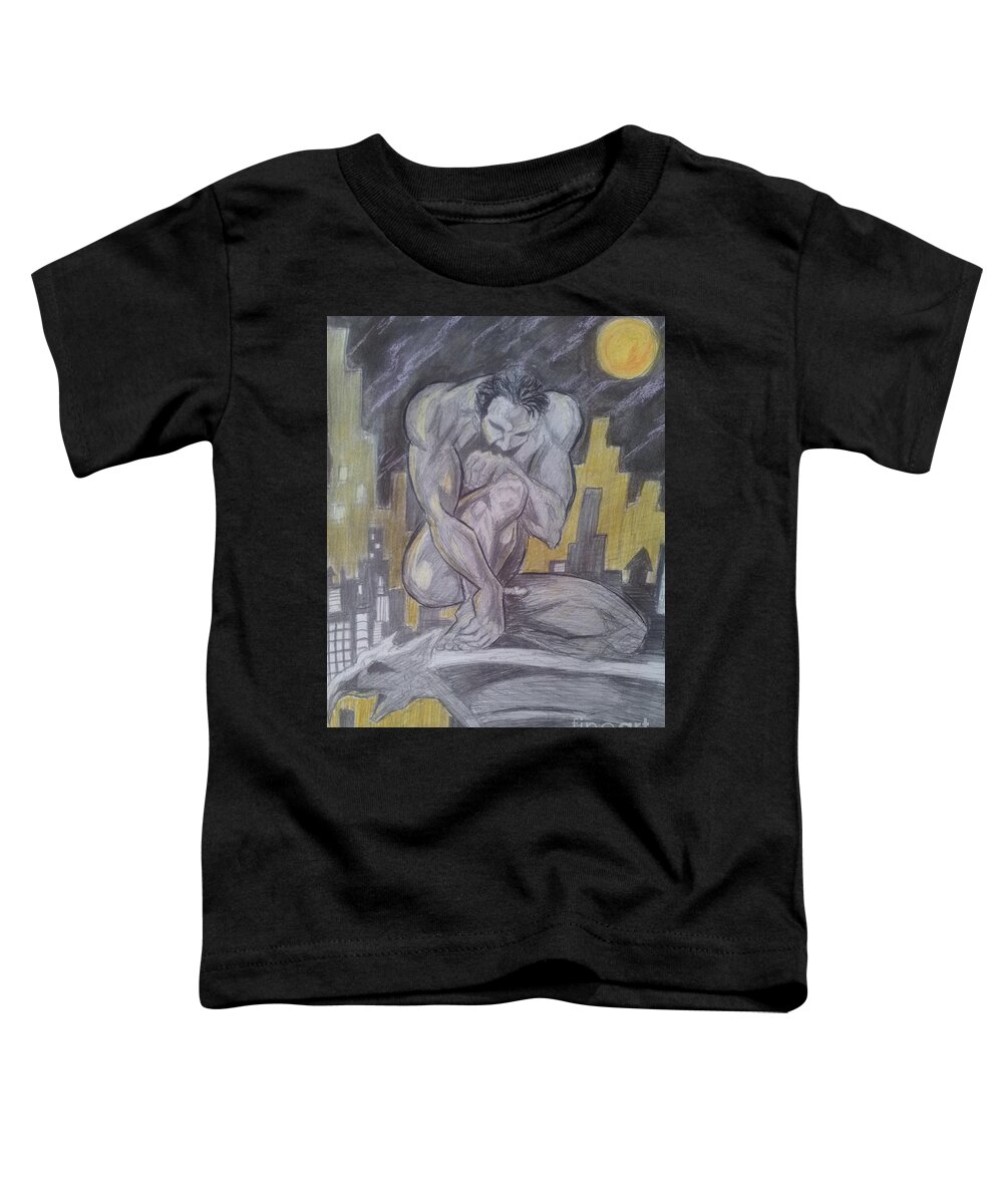 Nude Toddler T-Shirt featuring the drawing Deep Thought by Mark Bradley