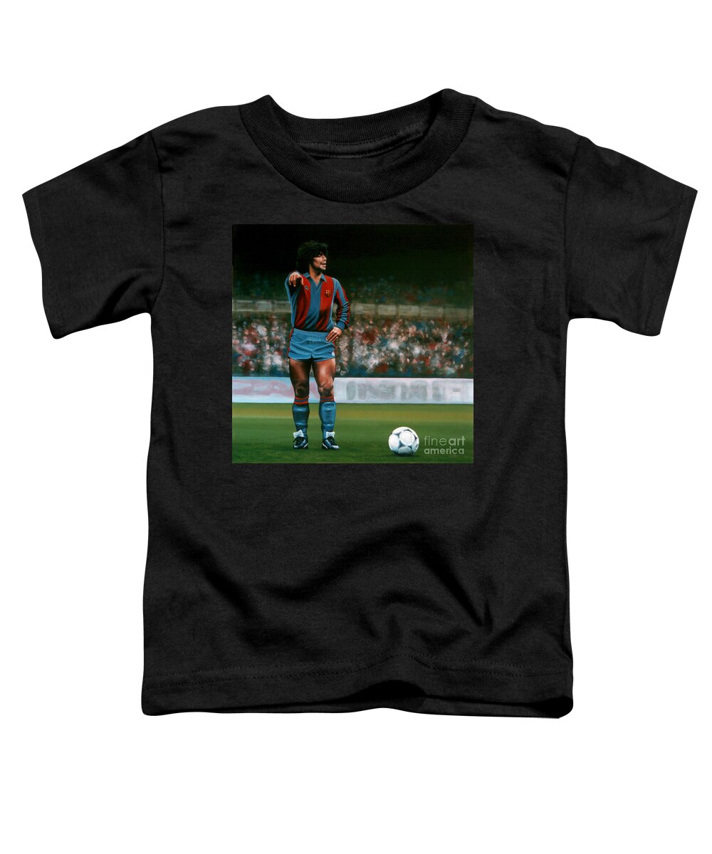 Diego Maradona Toddler T-Shirt featuring the painting Diego Maradona by Paul Meijering