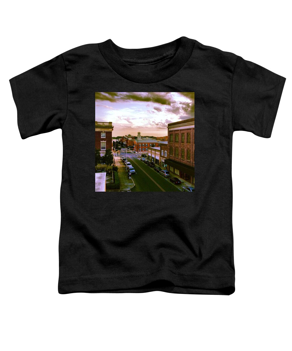 Roof Top View Of Market Street Washington Toddler T-Shirt featuring the photograph Downtown Washington NC by Joan Meyland