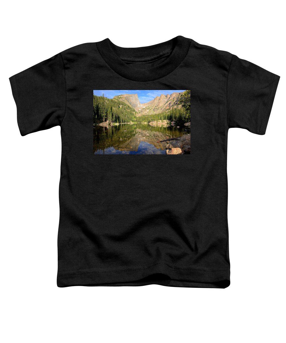 Rocky Toddler T-Shirt featuring the photograph Dream Lake Reflection by Tranquil Light Photography