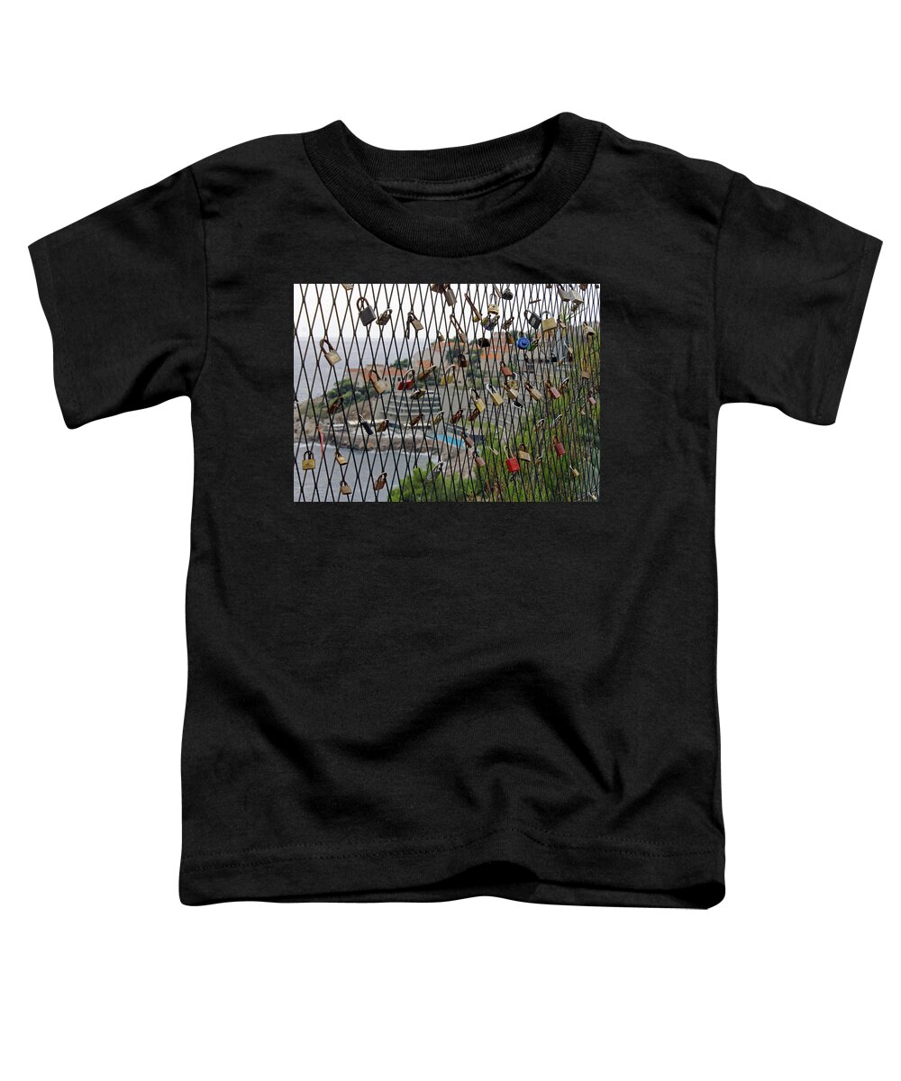 Dubrovnik Love Locks Toddler T-Shirt featuring the photograph Dubrovnik Love Locks by Tony Murtagh