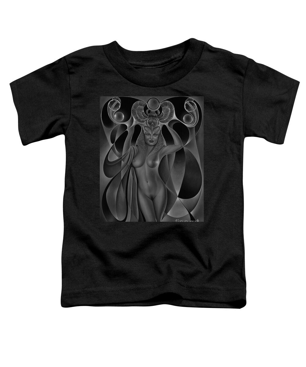 Nude-art Toddler T-Shirt featuring the painting Dynamic Queen V-Black and White by Ricardo Chavez-Mendez