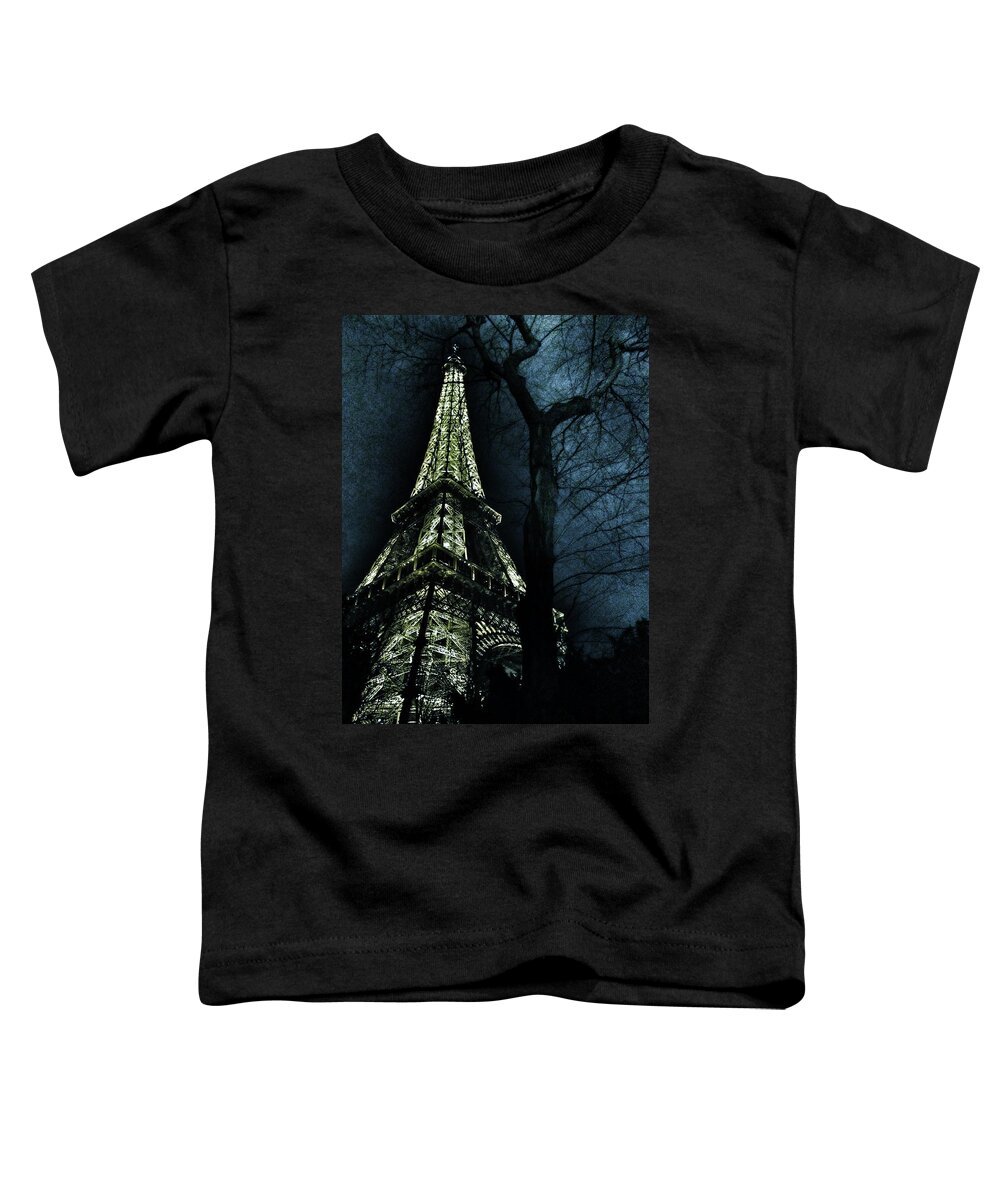 Eiffel Toddler T-Shirt featuring the photograph Eiffel Tower at Moonlight by Marianna Mills