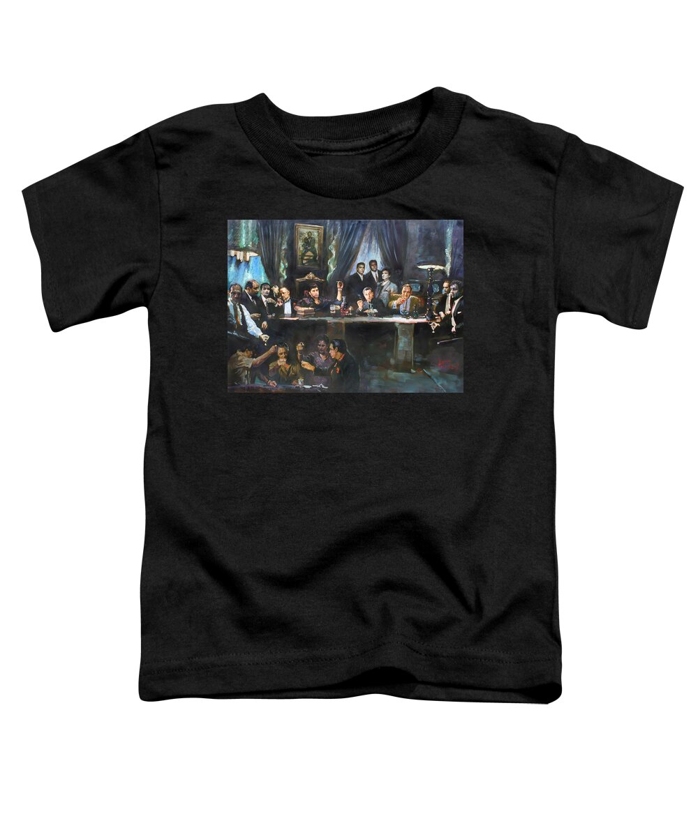 Celebrities Toddler T-Shirt featuring the painting Fallen Last Supper Bad Guys by Ylli Haruni
